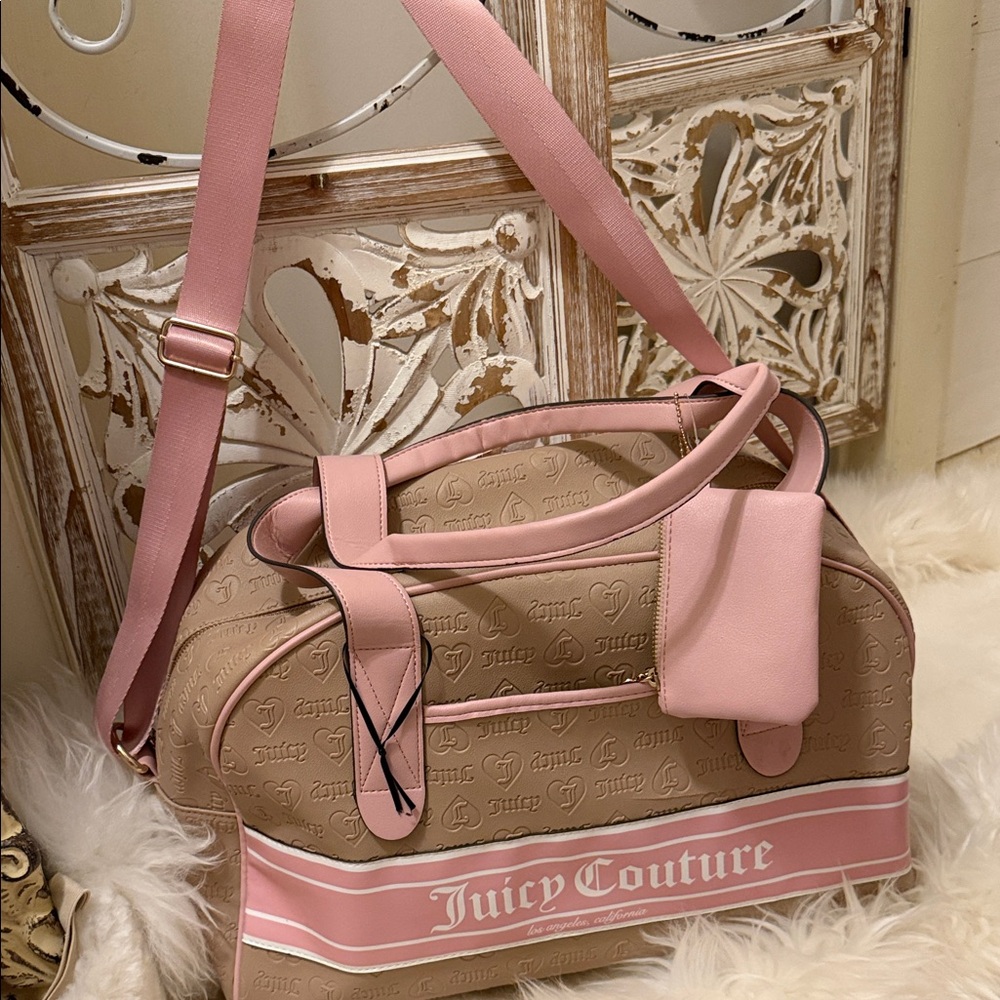 Juicy Couture Beige and Pink Logo Travel Duffle - Picture 9 of 10